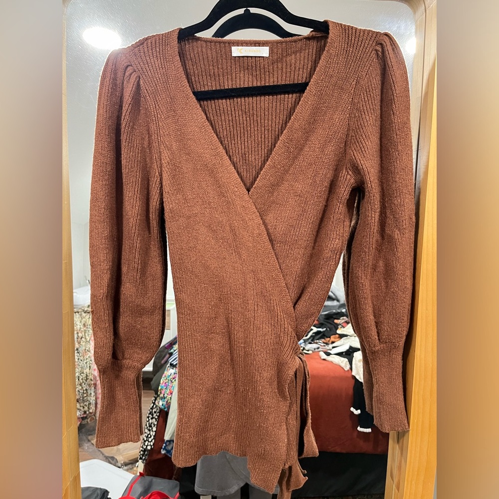 Burnt orange / rust color Wrap sweater / Small